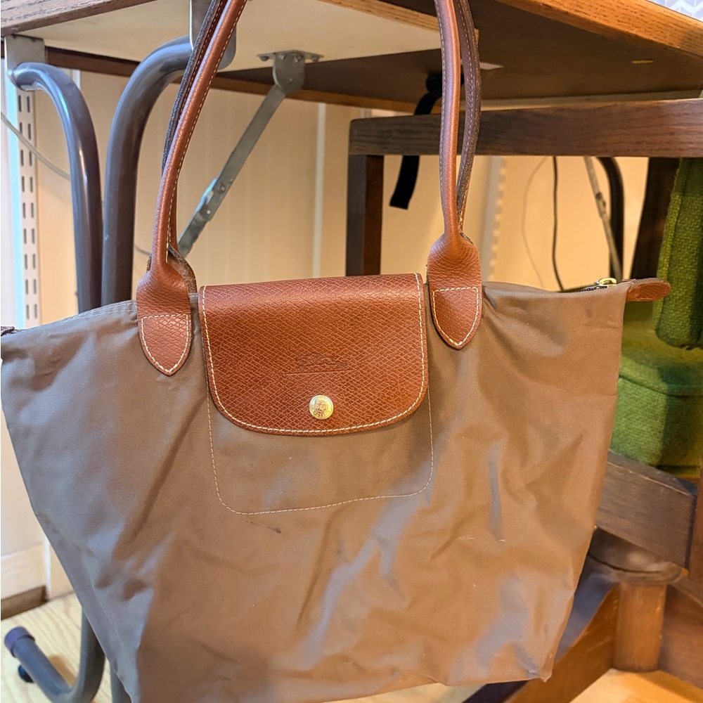 Longchamp Brown Tote with Leather Accents